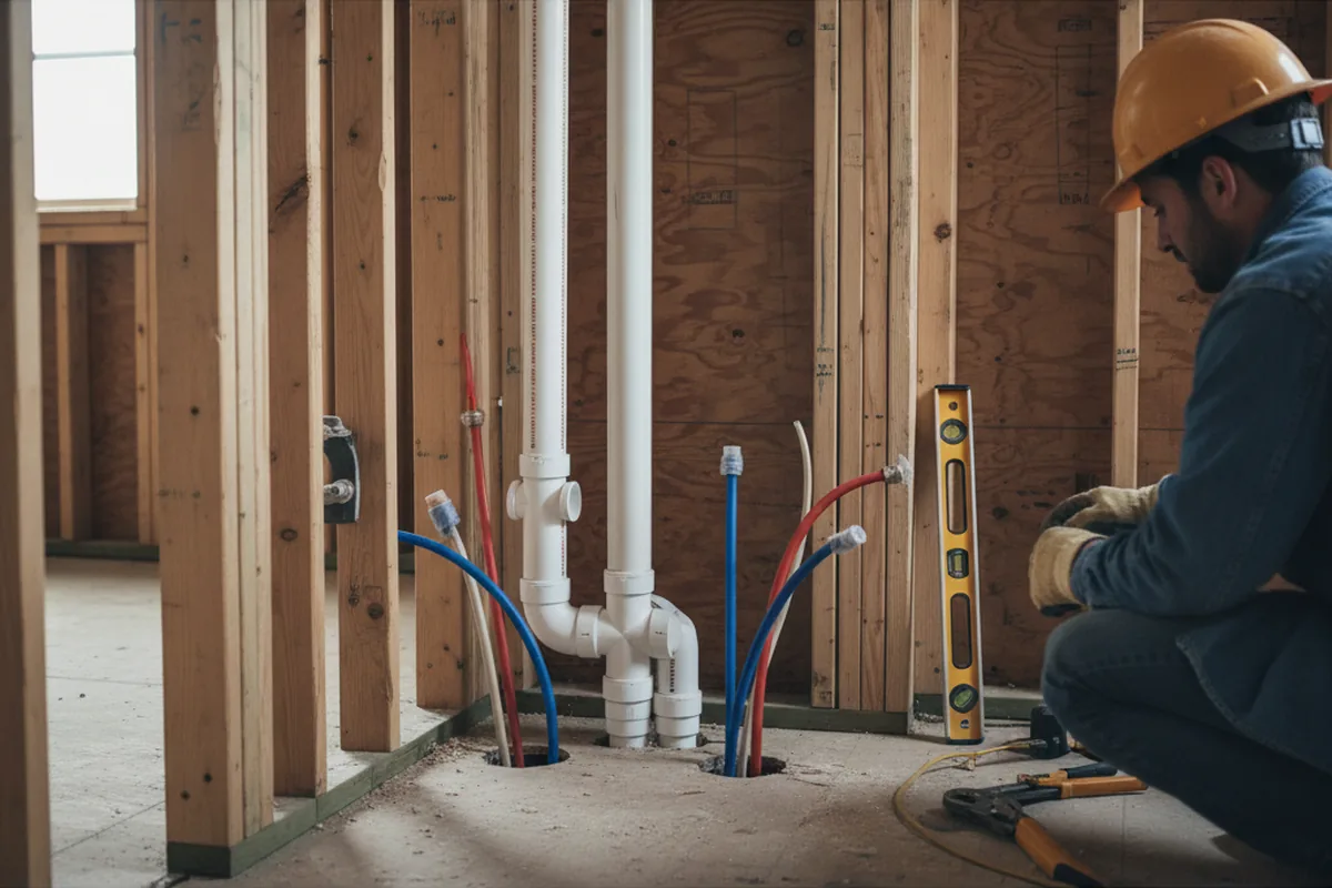 Drain and supply rough-in during Drain Cleaning in Piscataway